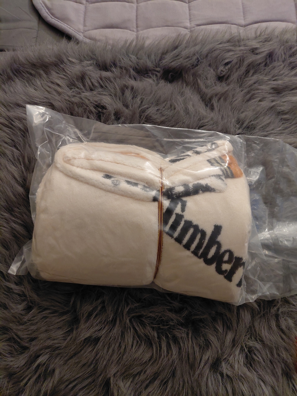 Timberland Cream Logo Plush Blanket